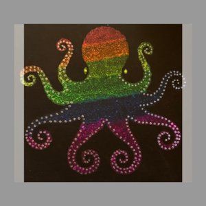 UV BLACKLIGHT RAINBOW OCTOPUS PAINTING Black Canvas Coral Saltwater Reef Ocean